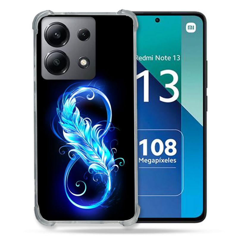 Coque Renforcée Shatterproof Pour Xiaomi Redmi Note 13 4G Texture Plume Infini Bleu