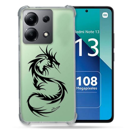 Coque Transparente Pour Xiaomi Redmi Note 13 4G Dragon Noir