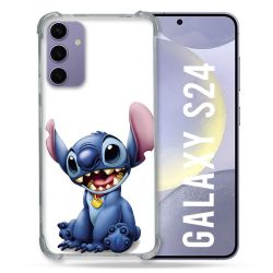 Coque Renforcée En Verre Trempé Compatible Magsafe Pour Samsung Galaxy S24 Stitch Blanc