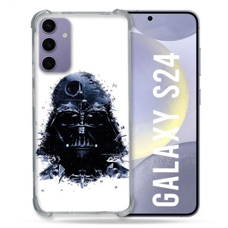 Coque Renforcée En Verre Trempé Compatible Magsafe Pour Samsung Galaxy S24 Star Wars - Dark Vador Blanc