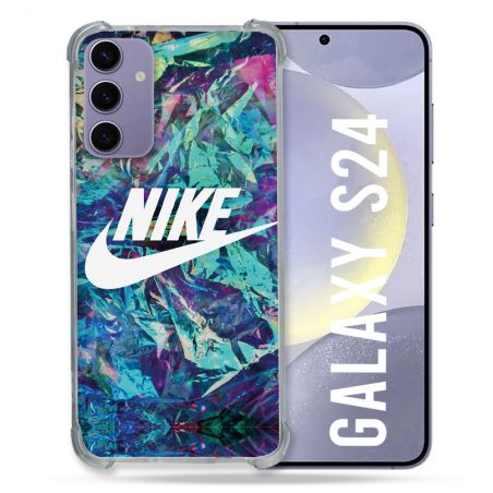 Coque Renforcée En Verre Trempé Compatible Magsafe Pour Samsung Galaxy S24 Nike Turquoise