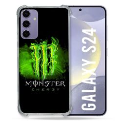 Coque Renforcée En Verre Trempé Compatible Magsafe Pour Samsung Galaxy S24 Monster Energy Vert