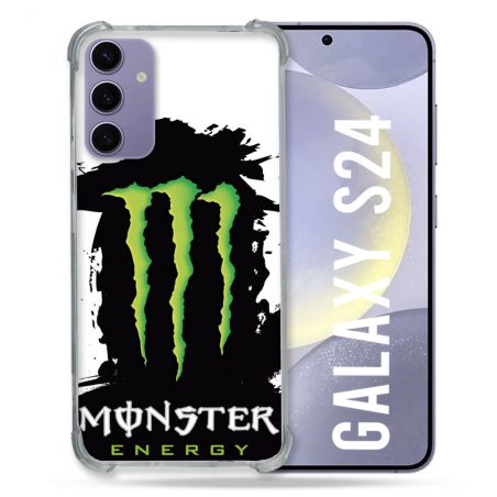 Coque Renforcée En Verre Trempé Compatible Magsafe Pour Samsung Galaxy S24 Monster Energy Tache