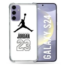 Coque Renforcée En Verre Trempé Compatible Magsafe Pour Samsung Galaxy S24 Jordan 23 Blanc