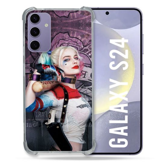 Coque Renforcée En Verre Trempé Compatible Magsafe Pour Samsung Galaxy S24 Harley Quinn Batte