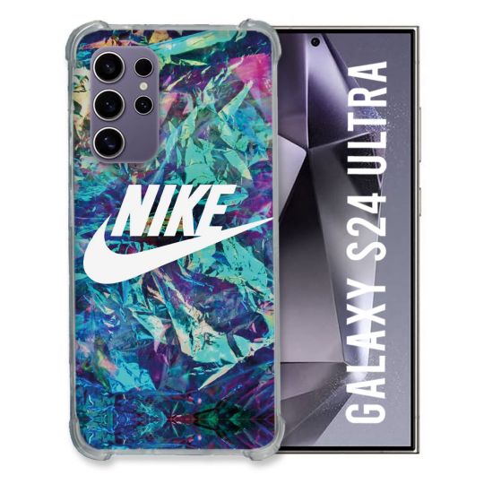 Coque Renforcée En Verre Trempé Compatible Magsafe Pour Samsung Galaxy S24 Ultra Nike Turquoise