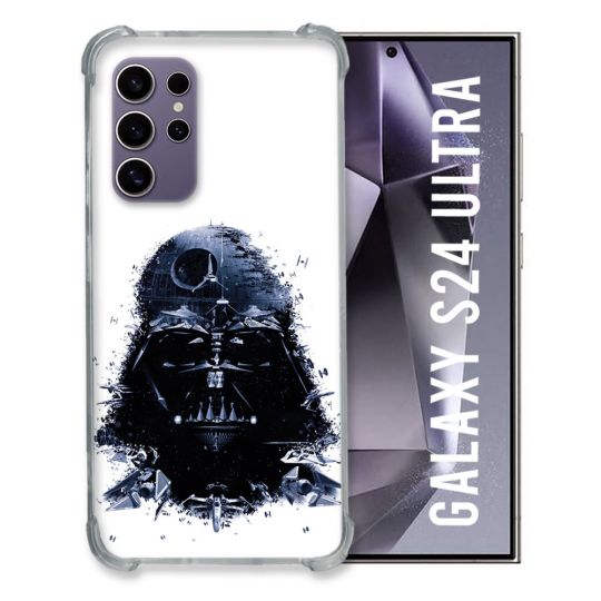 Coque Renforcée En Verre Trempé Compatible Magsafe Pour Samsung Galaxy S24 Ultra Star Wars - Dark Vador Blanc