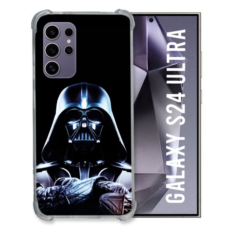 Coque Renforcée En Verre Trempé Compatible Magsafe Pour Samsung Galaxy S24 Ultra Star Wars - Dark Vador Noir