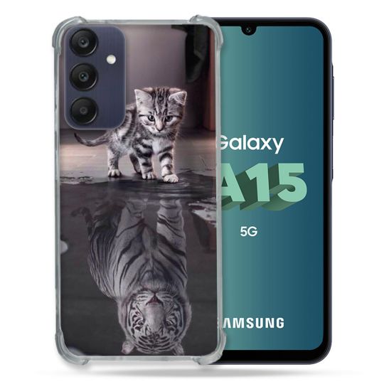 Coque Renforcée Pour Samsung Galaxy A15 4G / 5G Animal Chat Reflet