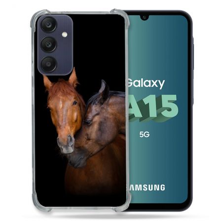 Coque Renforcée Pour Samsung Galaxy A15 4G / 5G Animal Cheval Marron