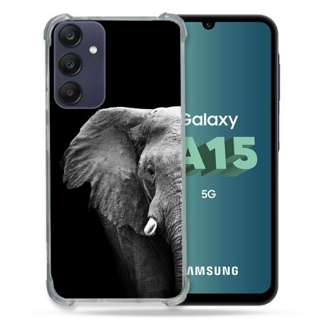 Coque Renforcée Pour Samsung Galaxy A15 4G / 5G Animal Elephant Noir