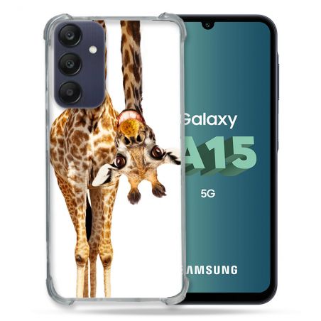 Coque Renforcée Pour Samsung Galaxy A15 4G / 5G Animal Girafe Blanche