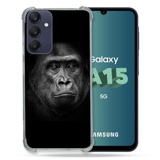 Coque Renforcée Pour Samsung Galaxy A15 4G / 5G Animal Gorille Noir