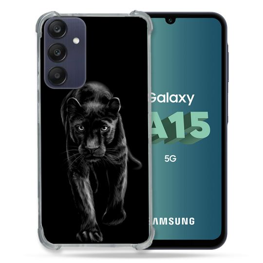 Coque Renforcée Pour Samsung Galaxy A15 4G / 5G Animal Panthère Noire