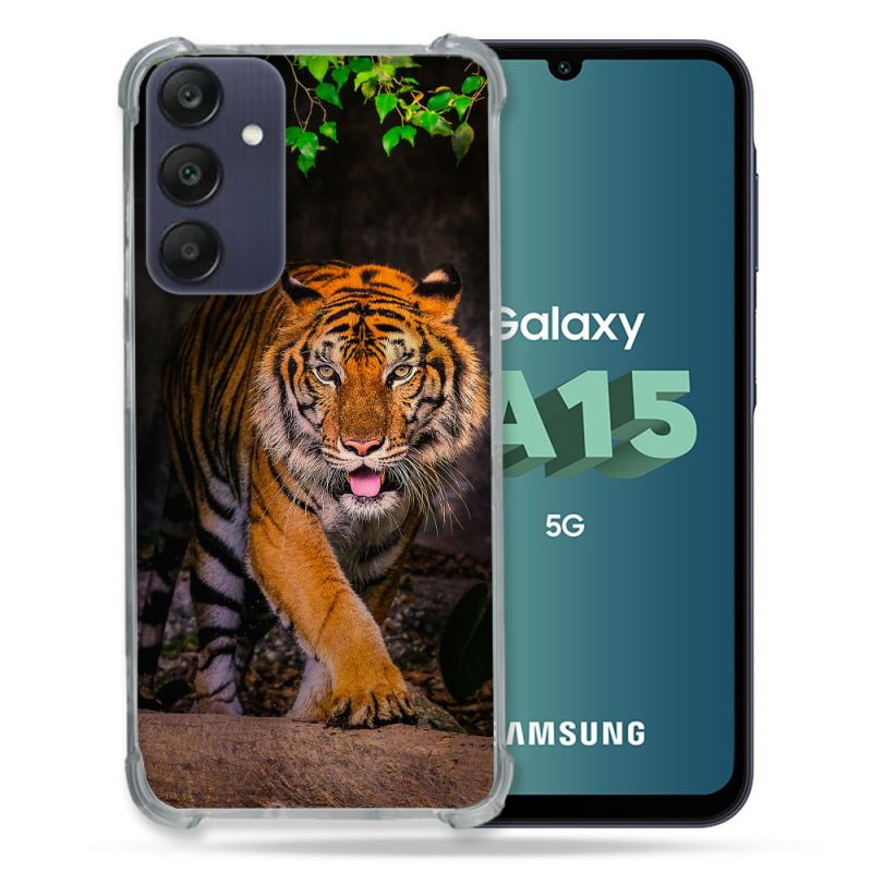 Coque Renforcée Pour Samsung Galaxy A15 4G / 5G Animal Tigre Jungle