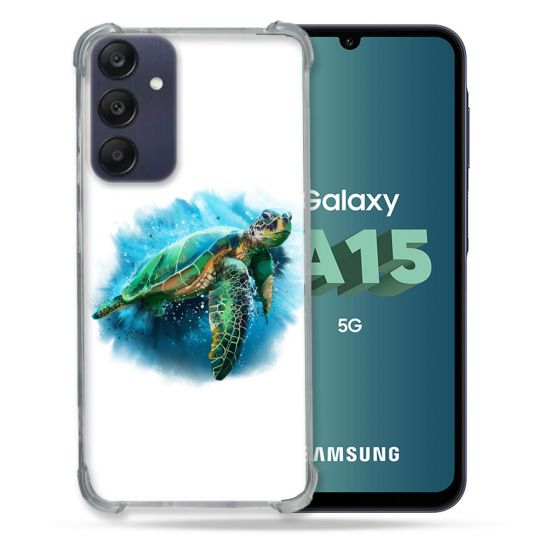 Coque Renforcée Pour Samsung Galaxy A15 4G / 5G Animal Tortue Blanche multicolore