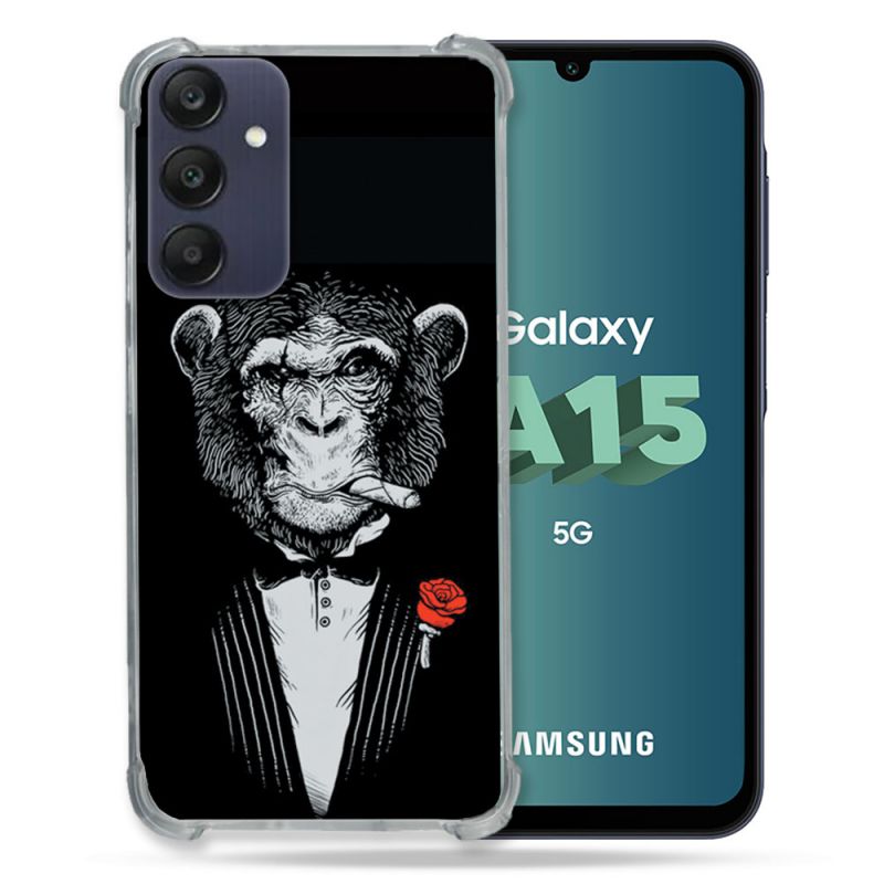 Coque Renforcée Pour Samsung Galaxy A15 4G / 5G Decale Singe Mafia