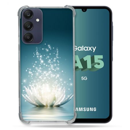 Coque Renforcée Pour Samsung Galaxy A15 4G / 5G Fleur Lotus Blanc