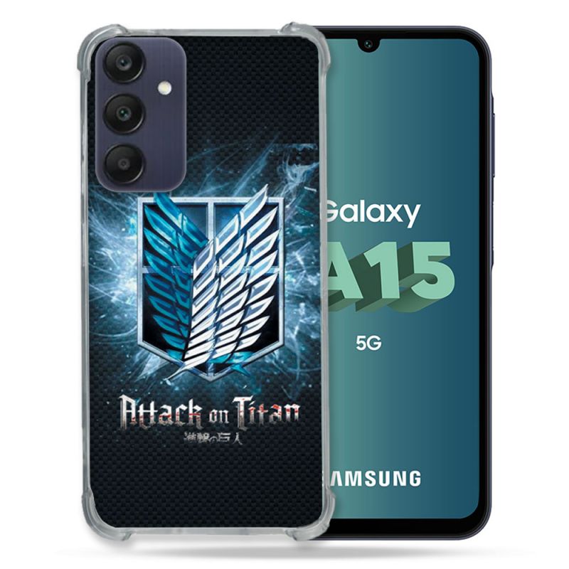 Coque Renforcée Pour Samsung Galaxy A15 4G / 5G Manga Attaque Titans Noir