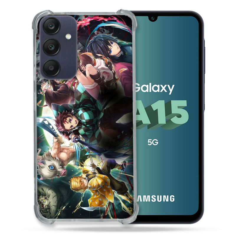 Coque Renforcée Pour Samsung Galaxy A15 4G / 5G Manga Demon Slayer Groupe
