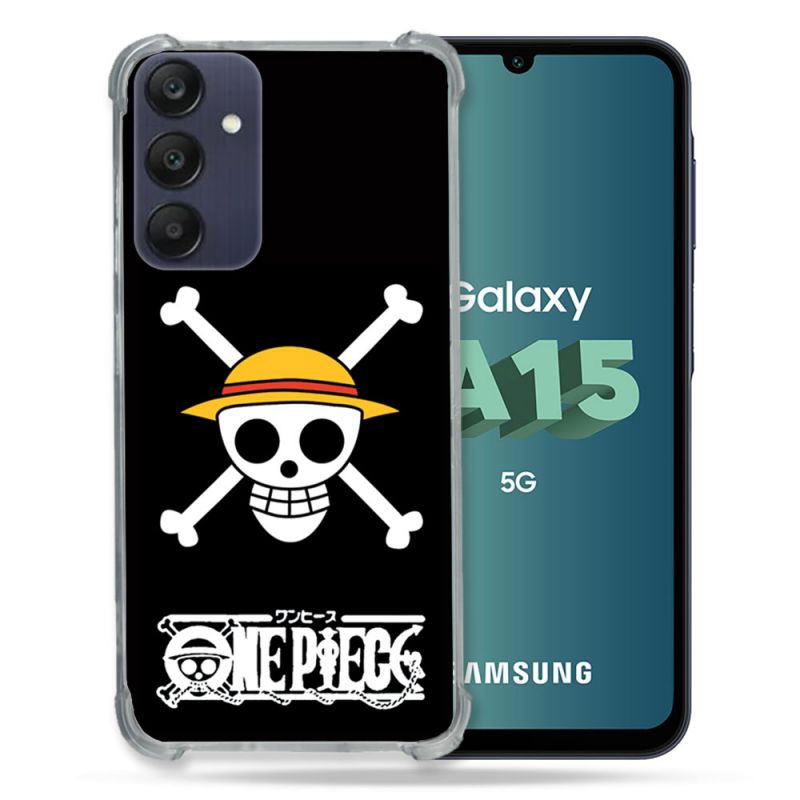 Coque Renforcée Pour Samsung Galaxy A15 4G / 5G Manga One Piece Tete de Mort