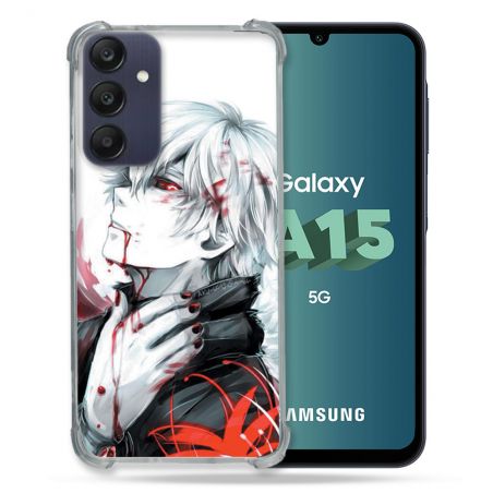 Coque Renforcée Pour Samsung Galaxy A15 4G / 5G Manga Tokyo Ghoul Kaneki Blanc