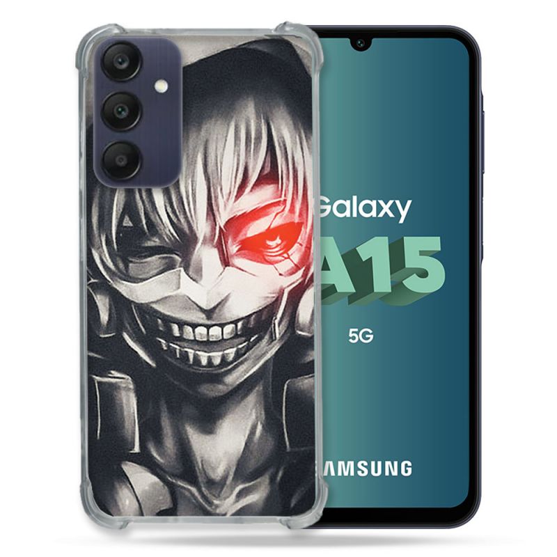 Coque Renforcée Pour Samsung Galaxy A15 4G / 5G Manga Tokyo Ghoul Kaneki Noir