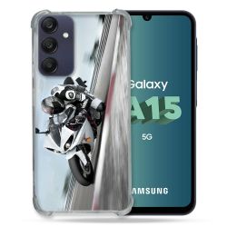 Coque Renforcée Pour Samsung Galaxy A15 4G / 5G Moto Course GP Blanche