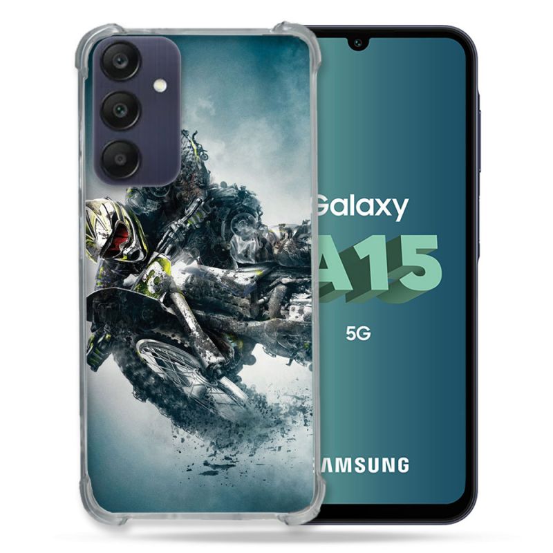 Coque Renforcée Pour Samsung Galaxy A15 4G / 5G Moto Cross Ombre