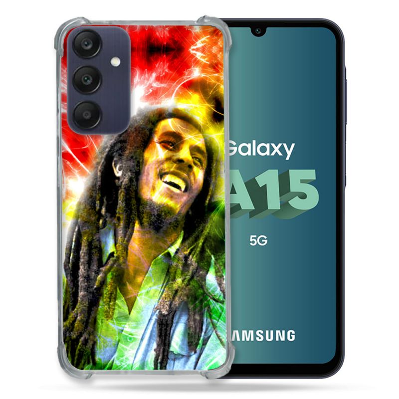 Coque Renforcée Pour Samsung Galaxy A15 4G / 5G Musique Bob Marley Color