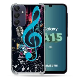 Coque Renforcée Pour Samsung Galaxy A15 4G / 5G Musique Cle Sol Bleu