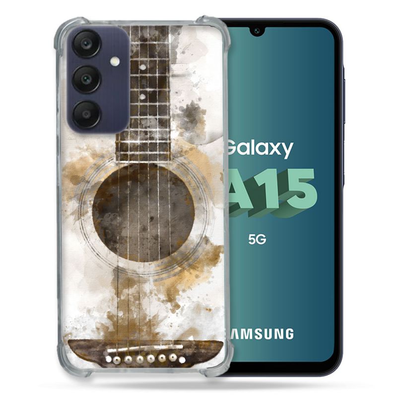 Coque Renforcée Pour Samsung Galaxy A15 4G / 5G Musique Guitare Tag