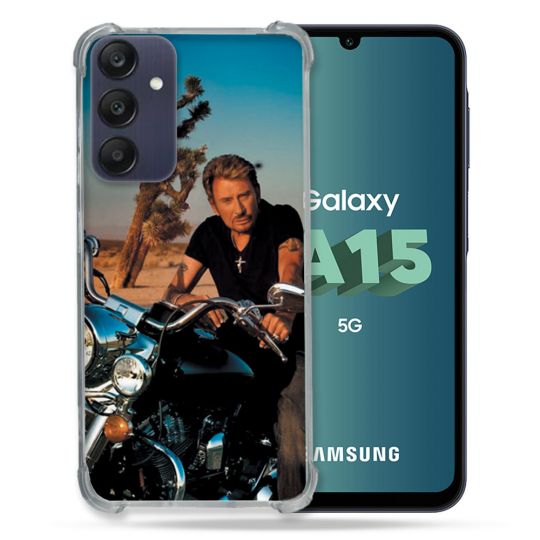 Coque Renforcée Pour Samsung Galaxy A15 4G / 5G Musique Johnny Hallyday Moto