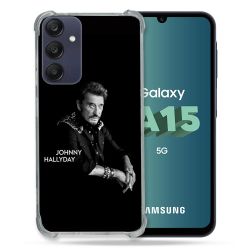 Coque Renforcée Pour Samsung Galaxy A15 4G / 5G Musique Johnny Hallyday Noir