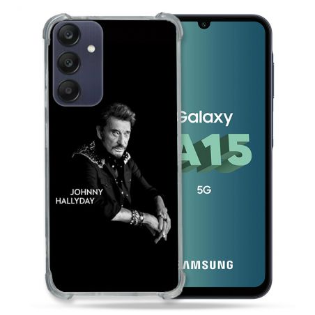 Coque Renforcée Pour Samsung Galaxy A15 4G / 5G Musique Johnny Hallyday Noir