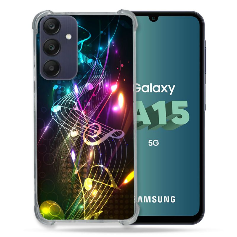 Coque Renforcée Pour Samsung Galaxy A15 4G / 5G Musique Partition Multicolore