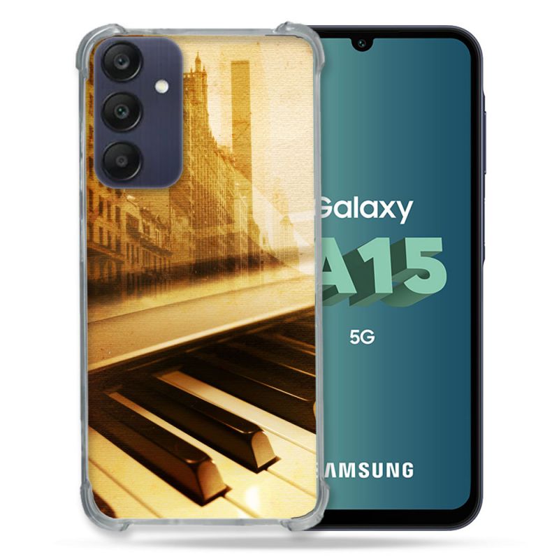 Coque Renforcée Pour Samsung Galaxy A15 4G / 5G Musique Piano Retro