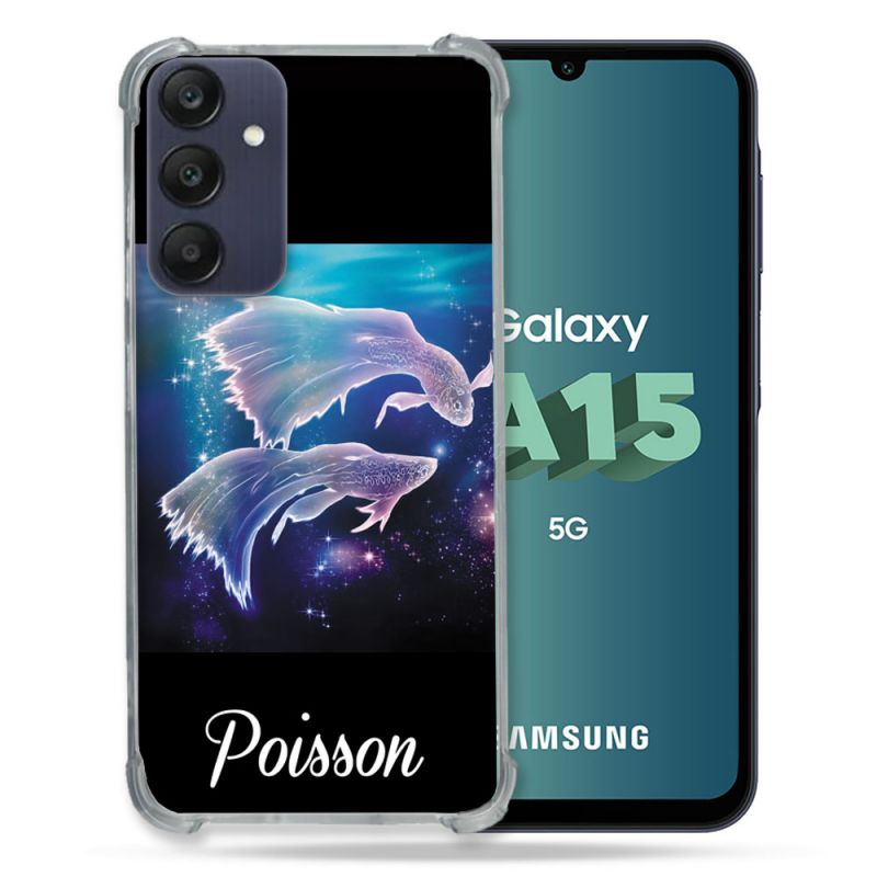 Coque Renforcée Pour Samsung Galaxy A15 4G / 5G Signe Zodiaque 2 Poisson