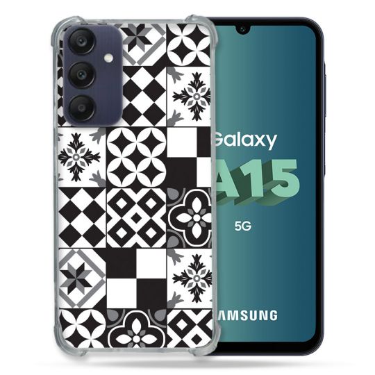 Coque Renforcée Pour Samsung Galaxy A15 4G / 5G Texture Carreau Ciment Noir
