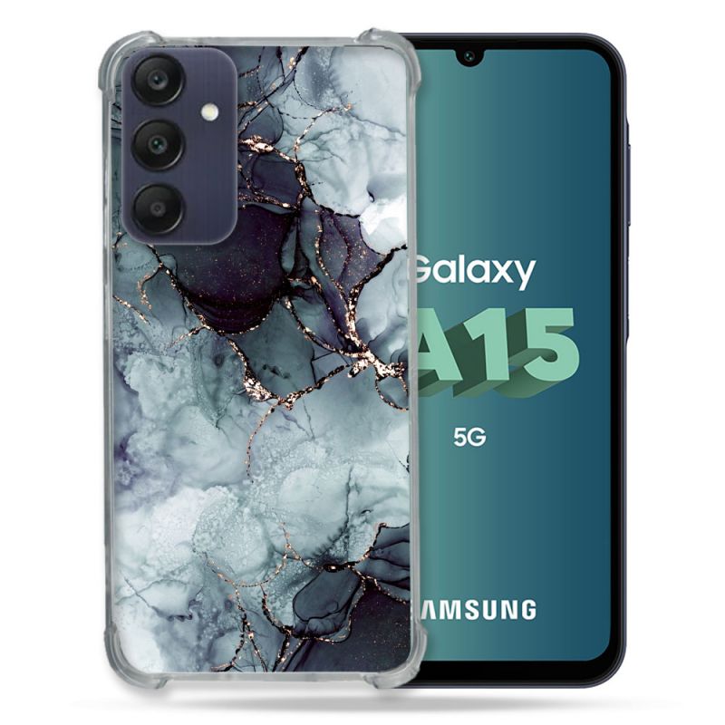 Coque Renforcée Pour Samsung Galaxy A15 4G / 5G Texture Marbre Gris