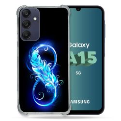 Coque Renforcée Pour Samsung Galaxy A15 4G / 5G Texture Plume Infini Bleu