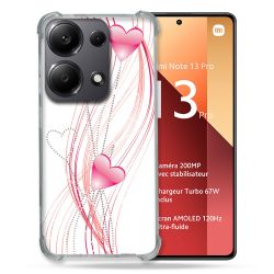 Coque Renforcé Pour Xiaomi Redmi Note 13 Pro 4G Amour Coeur Rose Montant sur Blanc