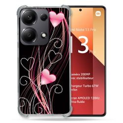 Coque Renforcé Pour Xiaomi Redmi Note 13 Pro 4G Amour Coeur Rose Montant sur Noir