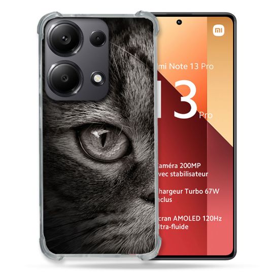 Coque Renforcé Pour Xiaomi Redmi Note 13 Pro 4G Animal Chat Gris