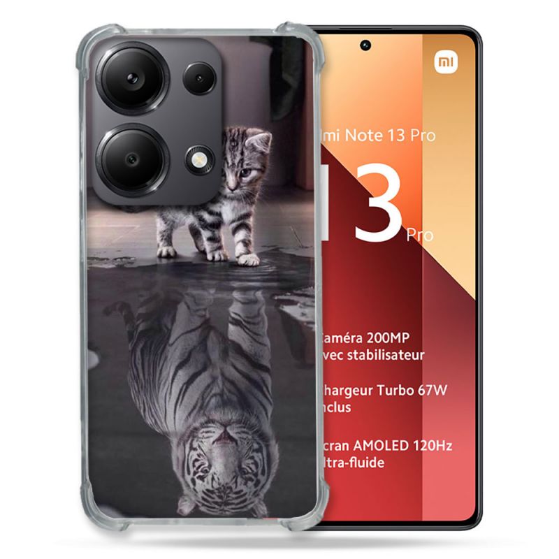 Coque Renforcé Pour Xiaomi Redmi Note 13 Pro 4G Animal Chat Reflet