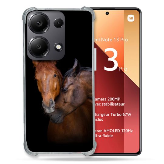 Coque Renforcé Pour Xiaomi Redmi Note 13 Pro 4G Animal Cheval Marron