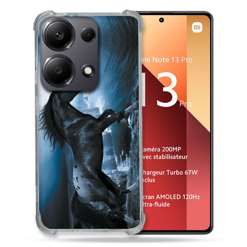 Coque Renforcé Pour Xiaomi Redmi Note 13 Pro 4G Animal Cheval Noir