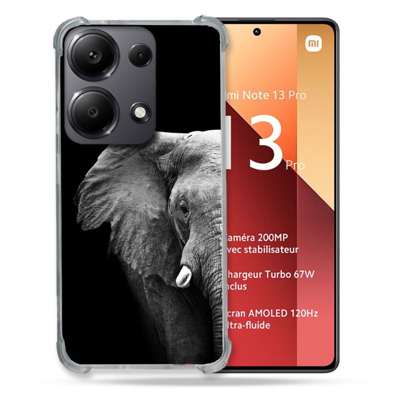 Coque Renforcé Pour Xiaomi Redmi Note 13 Pro 4G Animal Elephant Noir