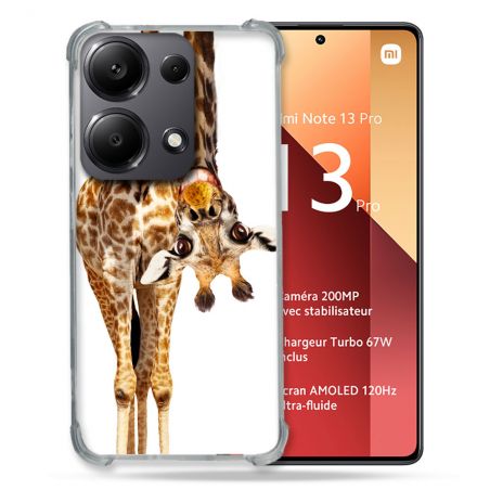 Coque Renforcé Pour Xiaomi Redmi Note 13 Pro 4G Animal Girafe Blanche