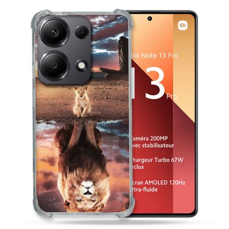 Coque Renforcé Pour Xiaomi Redmi Note 13 Pro 4G Animal Lion Reflet